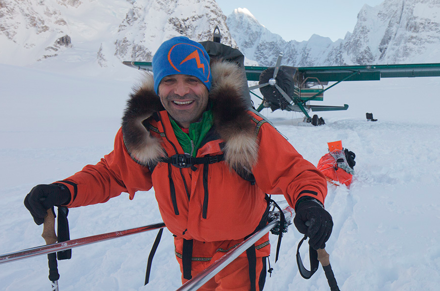 Lonnie Dupre sets out Tuesday afternoon, shortly after landing Kahiltna Glacier on Denali, where he buried a cache of supplies and established a base camp at 7,200 feet.