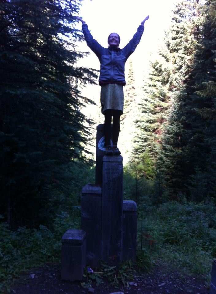 Heather "Anish" Anderson celebrates after completing the Pacific Crest Trail in record time. 