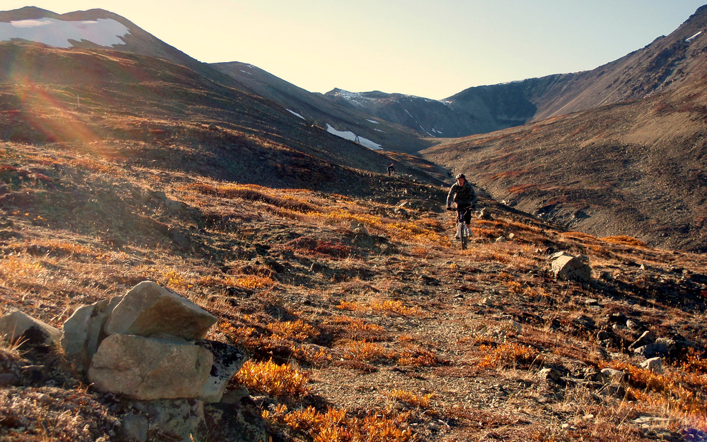 Descending the Mountain Hero trail in Carcross, Yukon. Photo by Anthony DeLorenzo. 